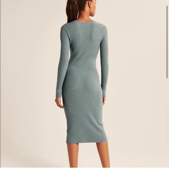 Abercrombie & Fitch Long Sleeve CutOut keyhole Knit Sweater Midi Dress L - Picture 3 of 10